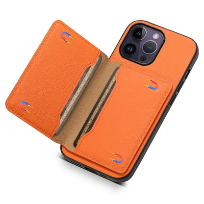 For iPhone 14 Pro Max Case Calf Texture PU Leather Kickstand Shockproof Back Cover