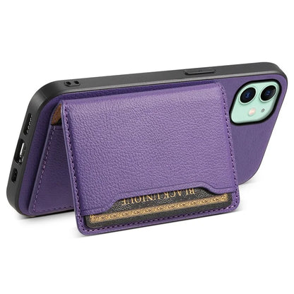 For iPhone 11 Case Leather+PC+TPU Kickstand Phone Shell with Card Holder