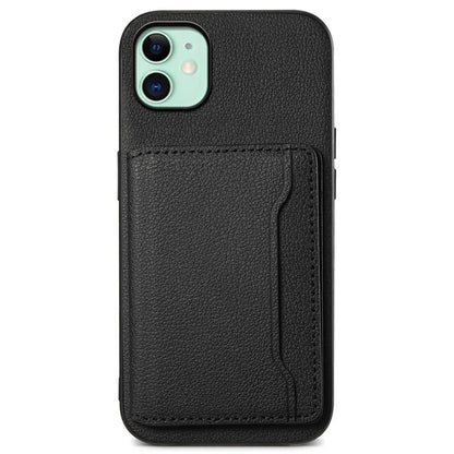 For iPhone 11 Case Leather+PC+TPU Kickstand Phone Shell with Card Holder