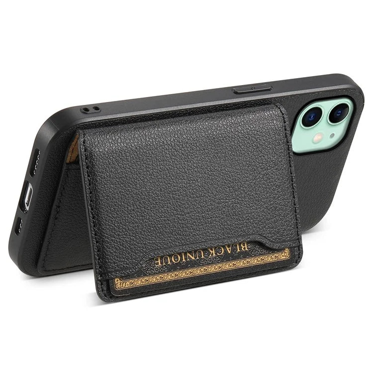 For iPhone 11 Case Leather+PC+TPU Kickstand Phone Shell with Card Holder