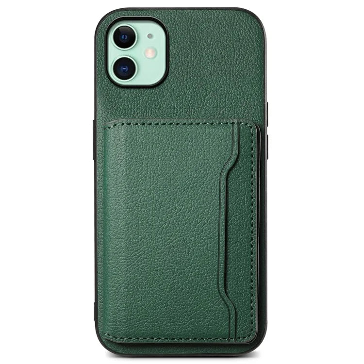 For iPhone 11 Case Leather+PC+TPU Kickstand Phone Shell with Card Holder