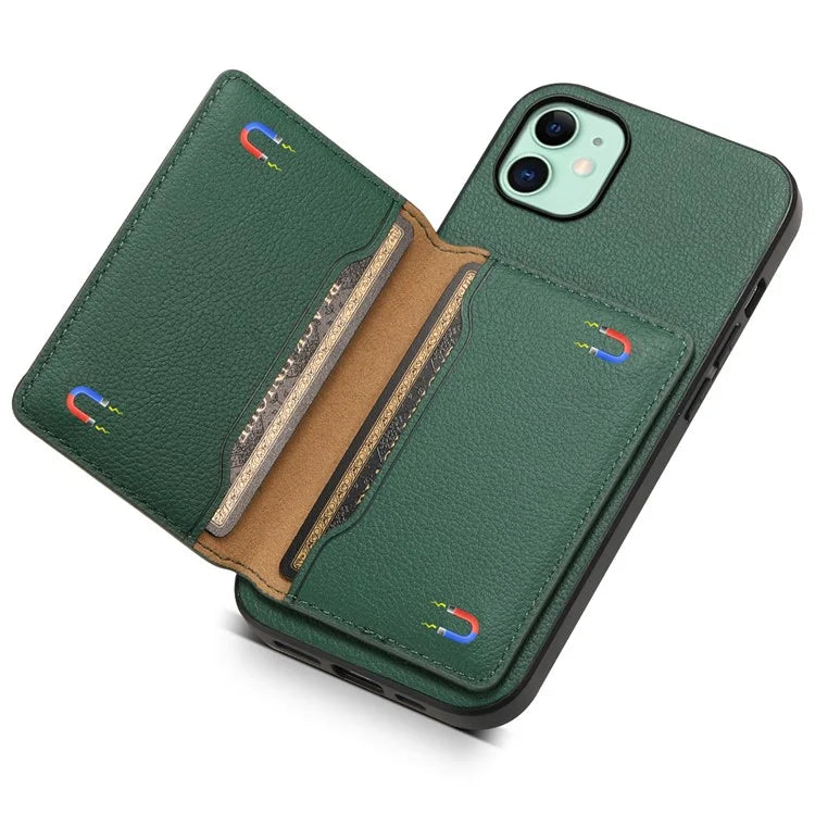 For iPhone 11 Case Leather+PC+TPU Kickstand Phone Shell with Card Holder