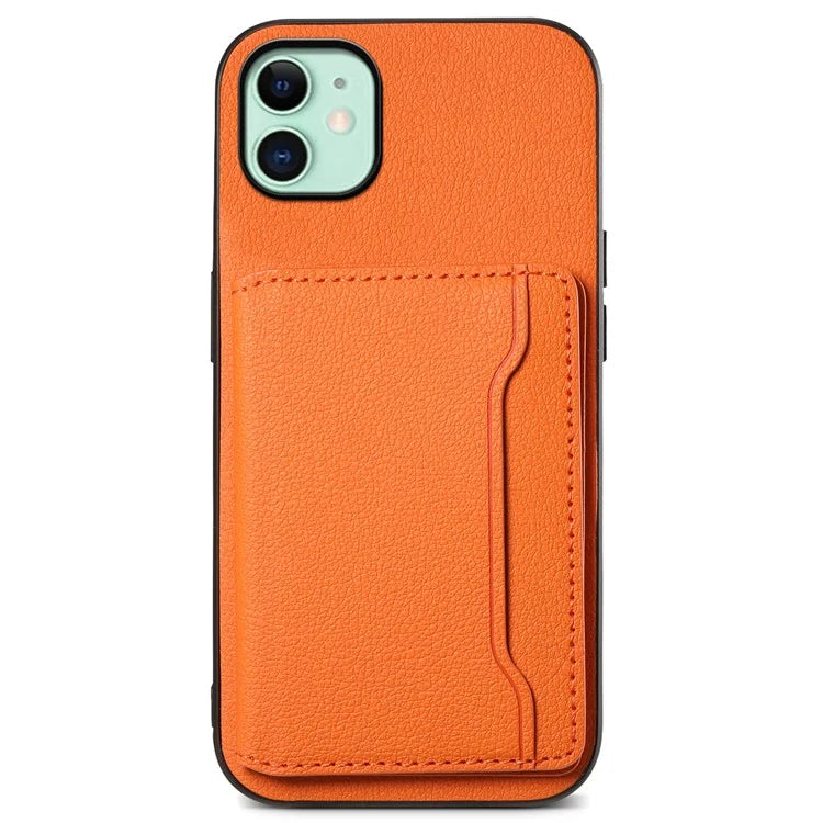 For iPhone 11 Case Leather+PC+TPU Kickstand Phone Shell with Card Holder