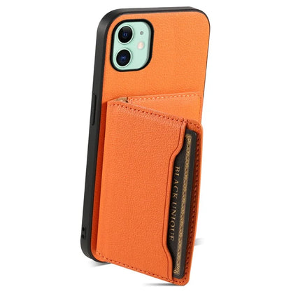 For iPhone 11 Case Leather+PC+TPU Kickstand Phone Shell with Card Holder
