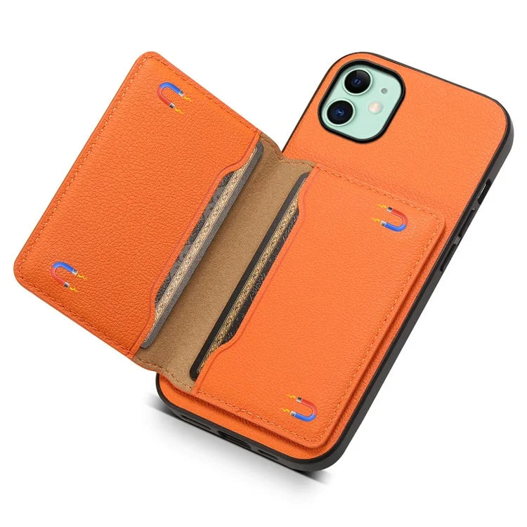 For iPhone 11 Case Leather+PC+TPU Kickstand Phone Shell with Card Holder