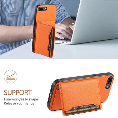 For iPhone 7 Plus / 8 Plus Case Card Slots PU Leather+PC+TPU Kickstand Phone Cover