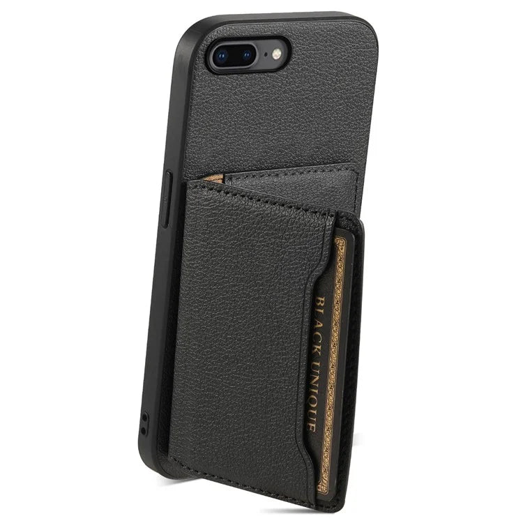 For iPhone 7 Plus / 8 Plus Case Card Slots PU Leather+PC+TPU Kickstand Phone Cover
