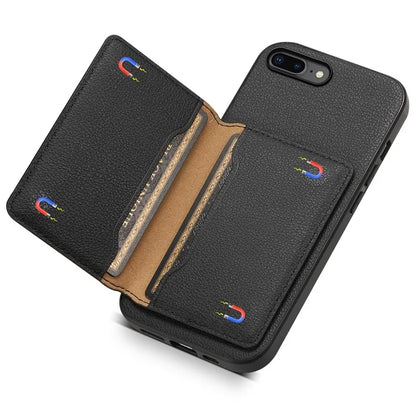 For iPhone 7 Plus / 8 Plus Case Card Slots PU Leather+PC+TPU Kickstand Phone Cover