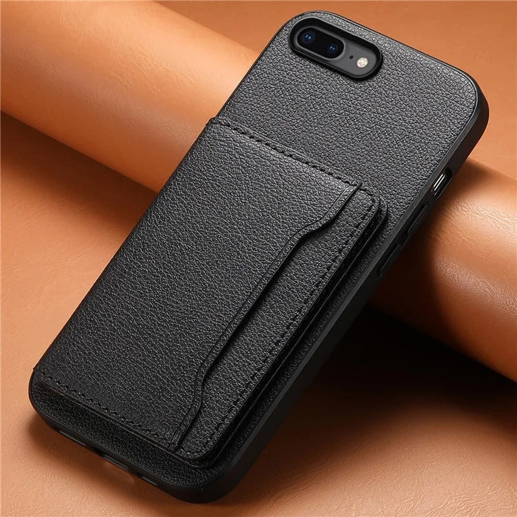 For iPhone 7 Plus / 8 Plus Case Card Slots PU Leather+PC+TPU Kickstand Phone Cover