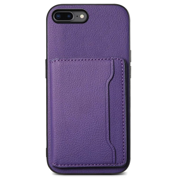 For iPhone 7 Plus / 8 Plus Case Card Slots PU Leather+PC+TPU Kickstand Phone Cover