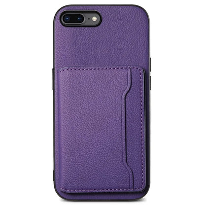 For iPhone 7 Plus / 8 Plus Case Card Slots PU Leather+PC+TPU Kickstand Phone Cover