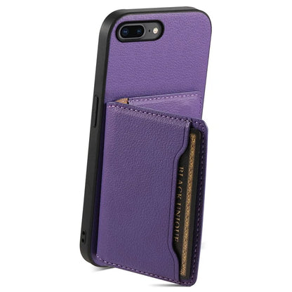 For iPhone 7 Plus / 8 Plus Case Card Slots PU Leather+PC+TPU Kickstand Phone Cover