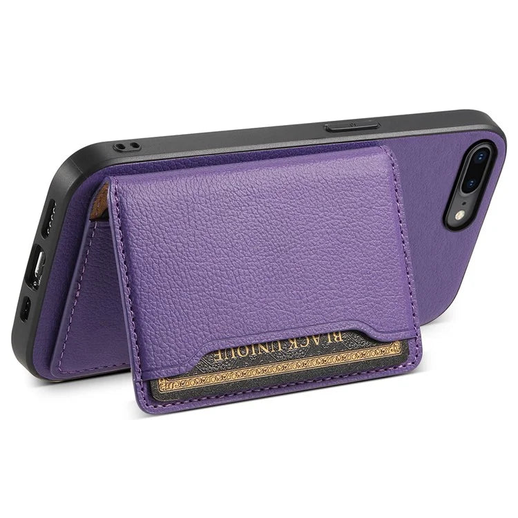 For iPhone 7 Plus / 8 Plus Case Card Slots PU Leather+PC+TPU Kickstand Phone Cover