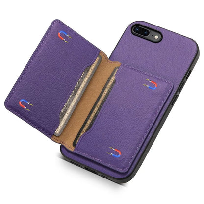 For iPhone 7 Plus / 8 Plus Case Card Slots PU Leather+PC+TPU Kickstand Phone Cover