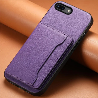 For iPhone 7 Plus / 8 Plus Case Card Slots PU Leather+PC+TPU Kickstand Phone Cover