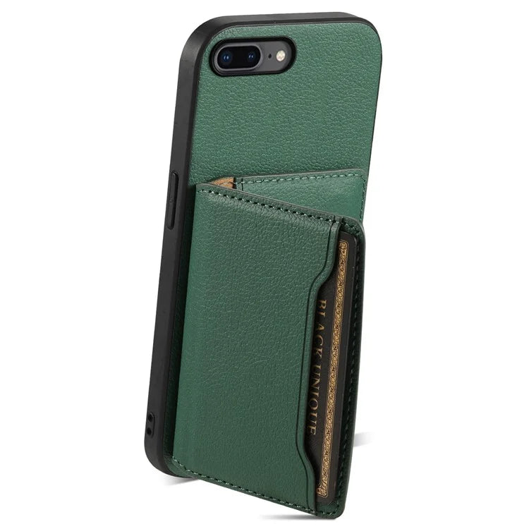 For iPhone 7 Plus / 8 Plus Case Card Slots PU Leather+PC+TPU Kickstand Phone Cover