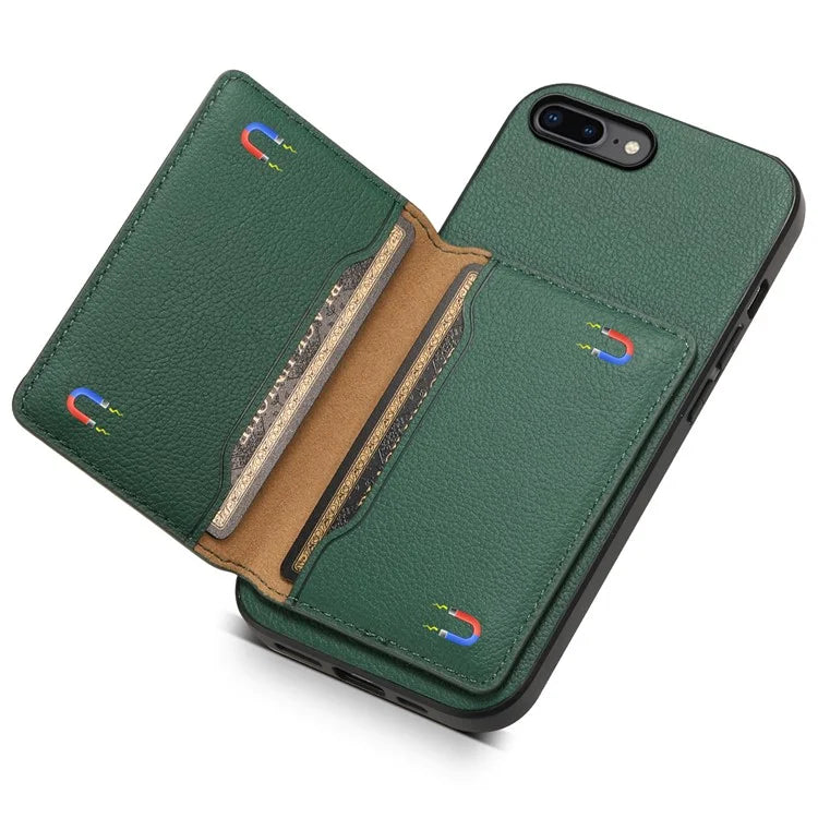 For iPhone 7 Plus / 8 Plus Case Card Slots PU Leather+PC+TPU Kickstand Phone Cover