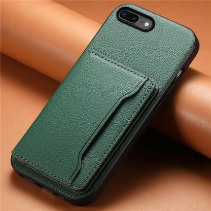 For iPhone 7 Plus / 8 Plus Case Card Slots PU Leather+PC+TPU Kickstand Phone Cover