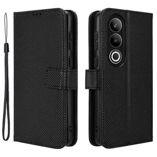 For OnePlus Ace 3V 5G Case Diamond Texture Folio Stand Phone Cover with Wrist Strap