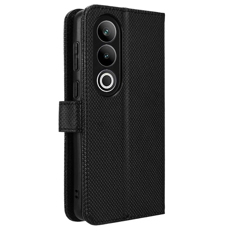 For OnePlus Ace 3V 5G Case Diamond Texture Folio Stand Phone Cover with Wrist Strap