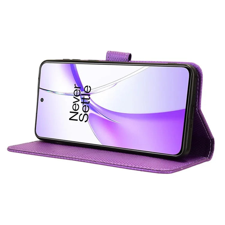For OnePlus Ace 3V 5G Case Diamond Texture Folio Stand Phone Cover with Wrist Strap