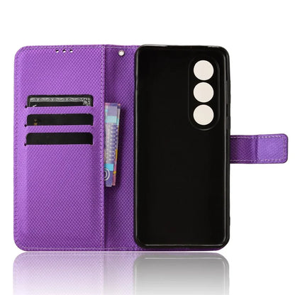For OnePlus Ace 3V 5G Case Diamond Texture Folio Stand Phone Cover with Wrist Strap