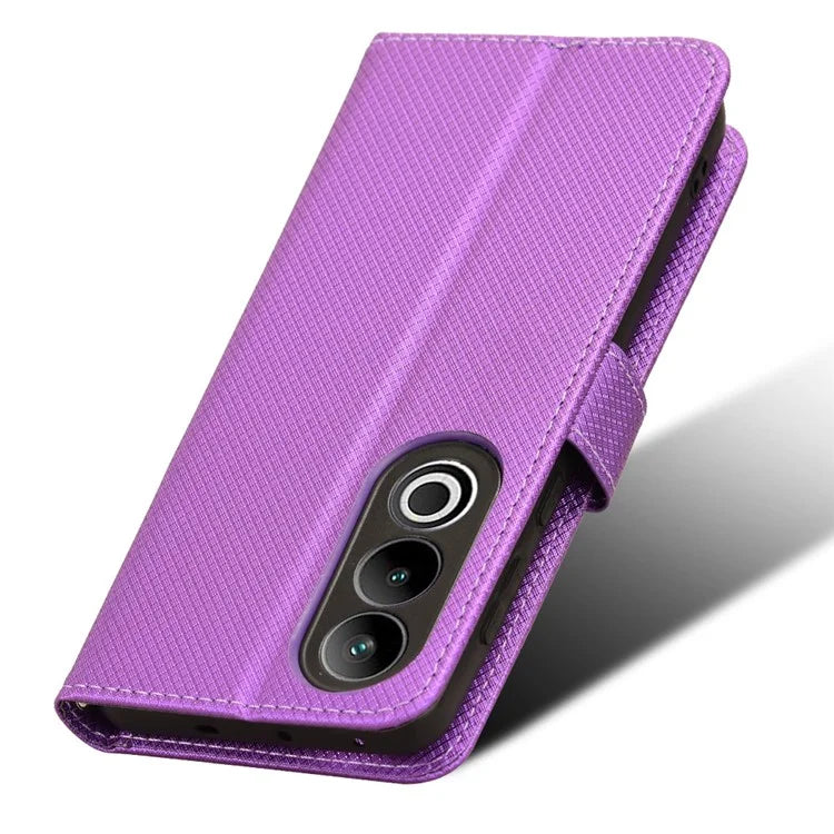 For OnePlus Ace 3V 5G Case Diamond Texture Folio Stand Phone Cover with Wrist Strap