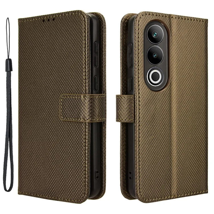 For OnePlus Ace 3V 5G Case Diamond Texture Folio Stand Phone Cover with Wrist Strap