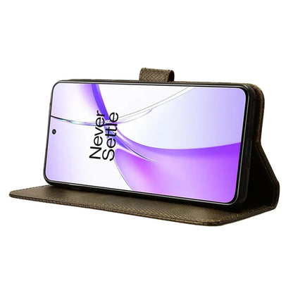 For OnePlus Ace 3V 5G Case Diamond Texture Folio Stand Phone Cover with Wrist Strap