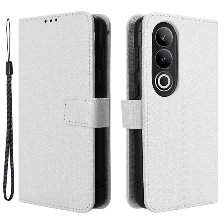 For OnePlus Ace 3V 5G Case Diamond Texture Folio Stand Phone Cover with Wrist Strap
