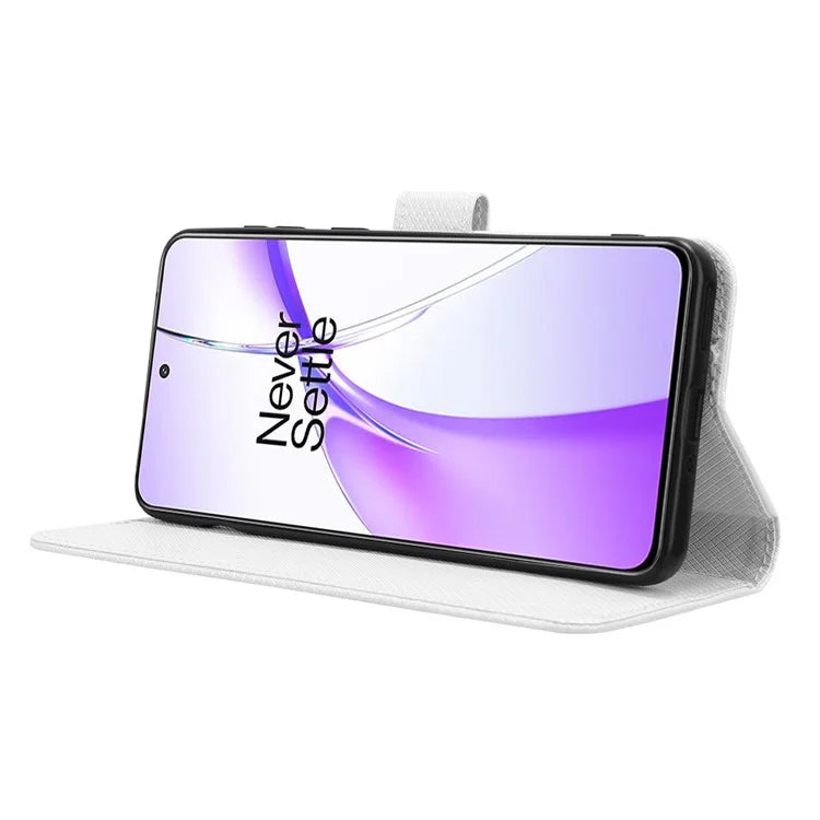 For OnePlus Ace 3V 5G Case Diamond Texture Folio Stand Phone Cover with Wrist Strap