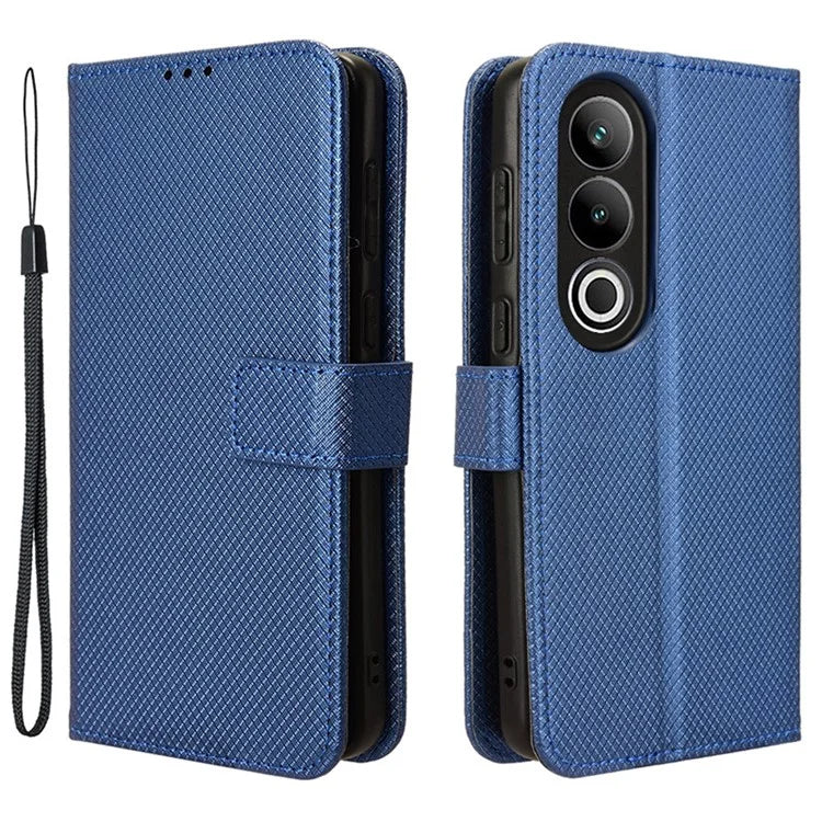 For OnePlus Ace 3V 5G Case Diamond Texture Folio Stand Phone Cover with Wrist Strap