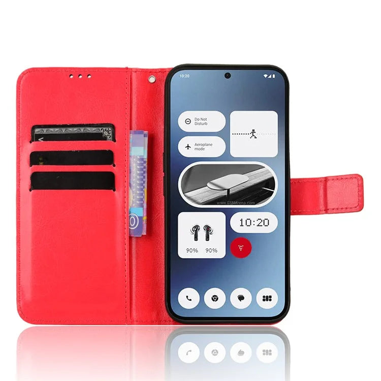 For Nothing Phone (2a) Wallet Case Crazy Horse Texture Folio Stand Phone Cover