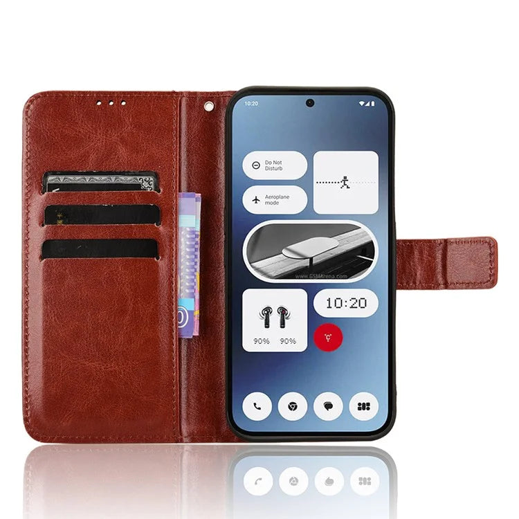 For Nothing Phone (2a) Wallet Case Crazy Horse Texture Folio Stand Phone Cover