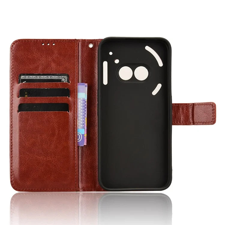 For Nothing Phone (2a) Wallet Case Crazy Horse Texture Folio Stand Phone Cover