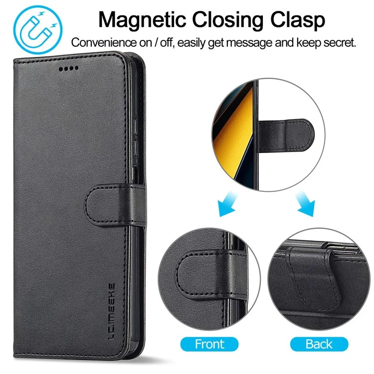 LC.IMEEKE For Xiaomi Poco X6 Pro 5G / Redmi K70E 5G Case Calf Texture Leather Wallet Flip Phone Cover