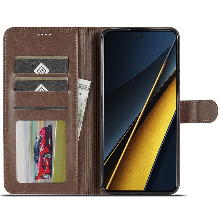 LC.IMEEKE For Xiaomi Poco X6 Pro 5G / Redmi K70E 5G Case Calf Texture Leather Wallet Flip Phone Cover