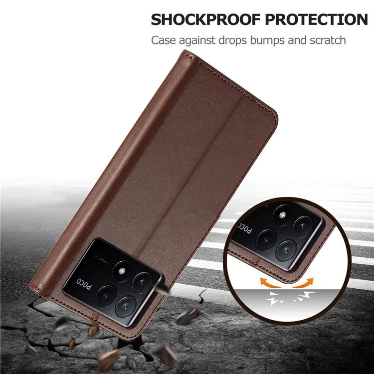 LC.IMEEKE For Xiaomi Poco X6 Pro 5G / Redmi K70E 5G Case Calf Texture Leather Wallet Flip Phone Cover