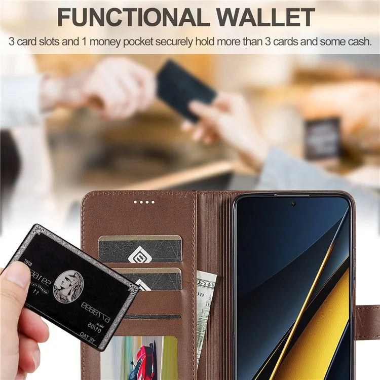 LC.IMEEKE For Xiaomi Poco X6 Pro 5G / Redmi K70E 5G Case Calf Texture Leather Wallet Flip Phone Cover