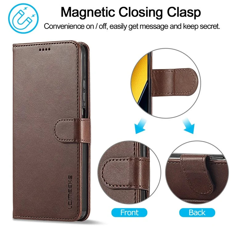 LC.IMEEKE For Xiaomi Poco X6 Pro 5G / Redmi K70E 5G Case Calf Texture Leather Wallet Flip Phone Cover