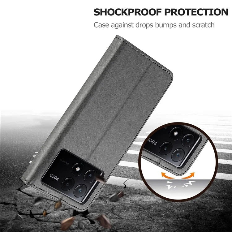 LC.IMEEKE For Xiaomi Poco X6 Pro 5G / Redmi K70E 5G Case Calf Texture Leather Wallet Flip Phone Cover