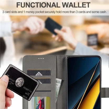 LC.IMEEKE For Xiaomi Poco X6 Pro 5G / Redmi K70E 5G Case Calf Texture Leather Wallet Flip Phone Cover