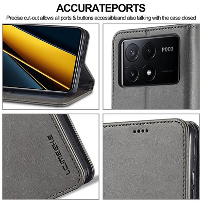 LC.IMEEKE For Xiaomi Poco X6 Pro 5G / Redmi K70E 5G Case Calf Texture Leather Wallet Flip Phone Cover