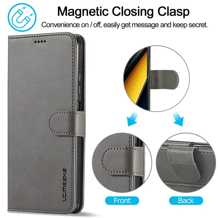 LC.IMEEKE For Xiaomi Poco X6 Pro 5G / Redmi K70E 5G Case Calf Texture Leather Wallet Flip Phone Cover