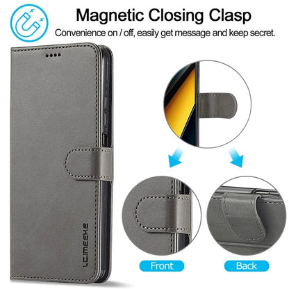 LC.IMEEKE For Xiaomi Poco X6 Pro 5G / Redmi K70E 5G Case Calf Texture Leather Wallet Flip Phone Cover