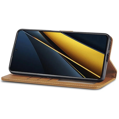 LC.IMEEKE For Xiaomi Poco X6 Pro 5G / Redmi K70E 5G Case Calf Texture Leather Wallet Flip Phone Cover