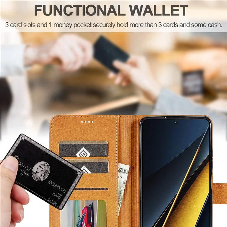 LC.IMEEKE For Xiaomi Poco X6 Pro 5G / Redmi K70E 5G Case Calf Texture Leather Wallet Flip Phone Cover