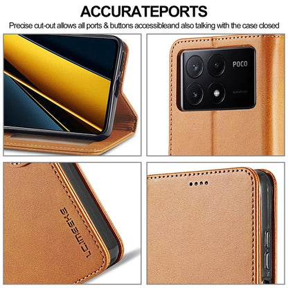 LC.IMEEKE For Xiaomi Poco X6 Pro 5G / Redmi K70E 5G Case Calf Texture Leather Wallet Flip Phone Cover