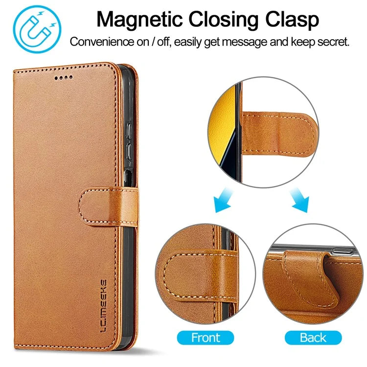 LC.IMEEKE For Xiaomi Poco X6 Pro 5G / Redmi K70E 5G Case Calf Texture Leather Wallet Flip Phone Cover