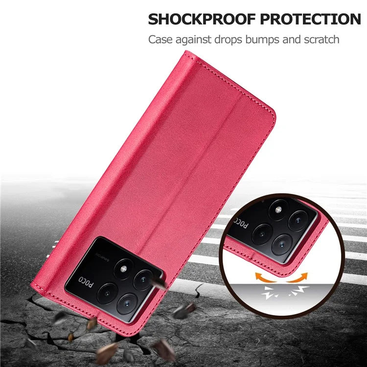 LC.IMEEKE For Xiaomi Poco X6 Pro 5G / Redmi K70E 5G Case Calf Texture Leather Wallet Flip Phone Cover